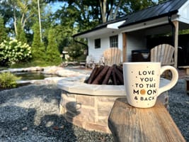 fire table with mug