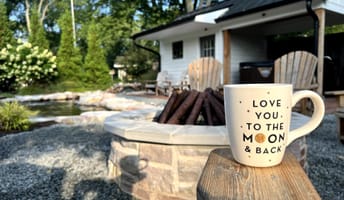 fire table with mug