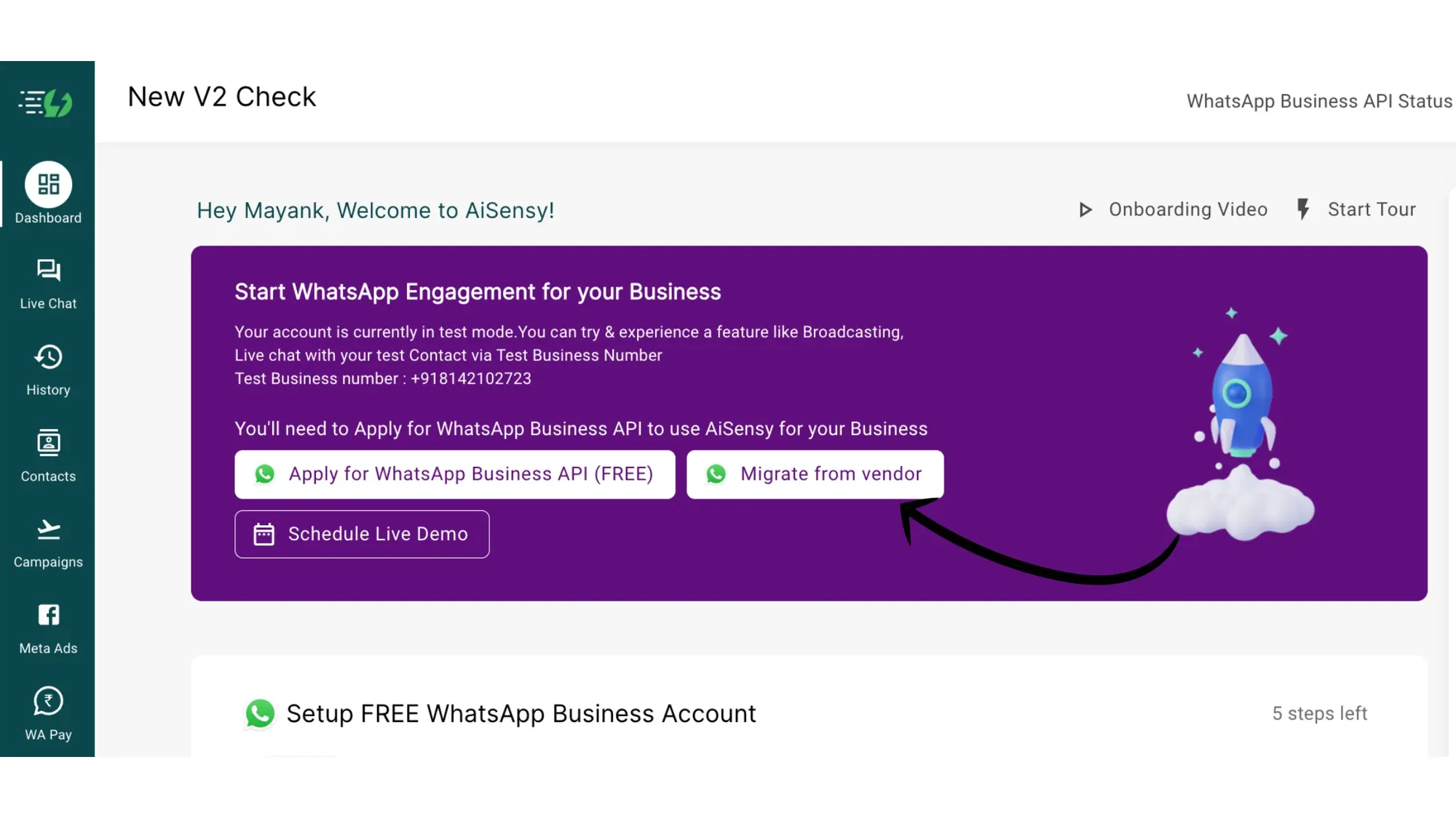 4. Tap Migrate from Vendor to migrate from your existing WhatsApp API provider2.webp
