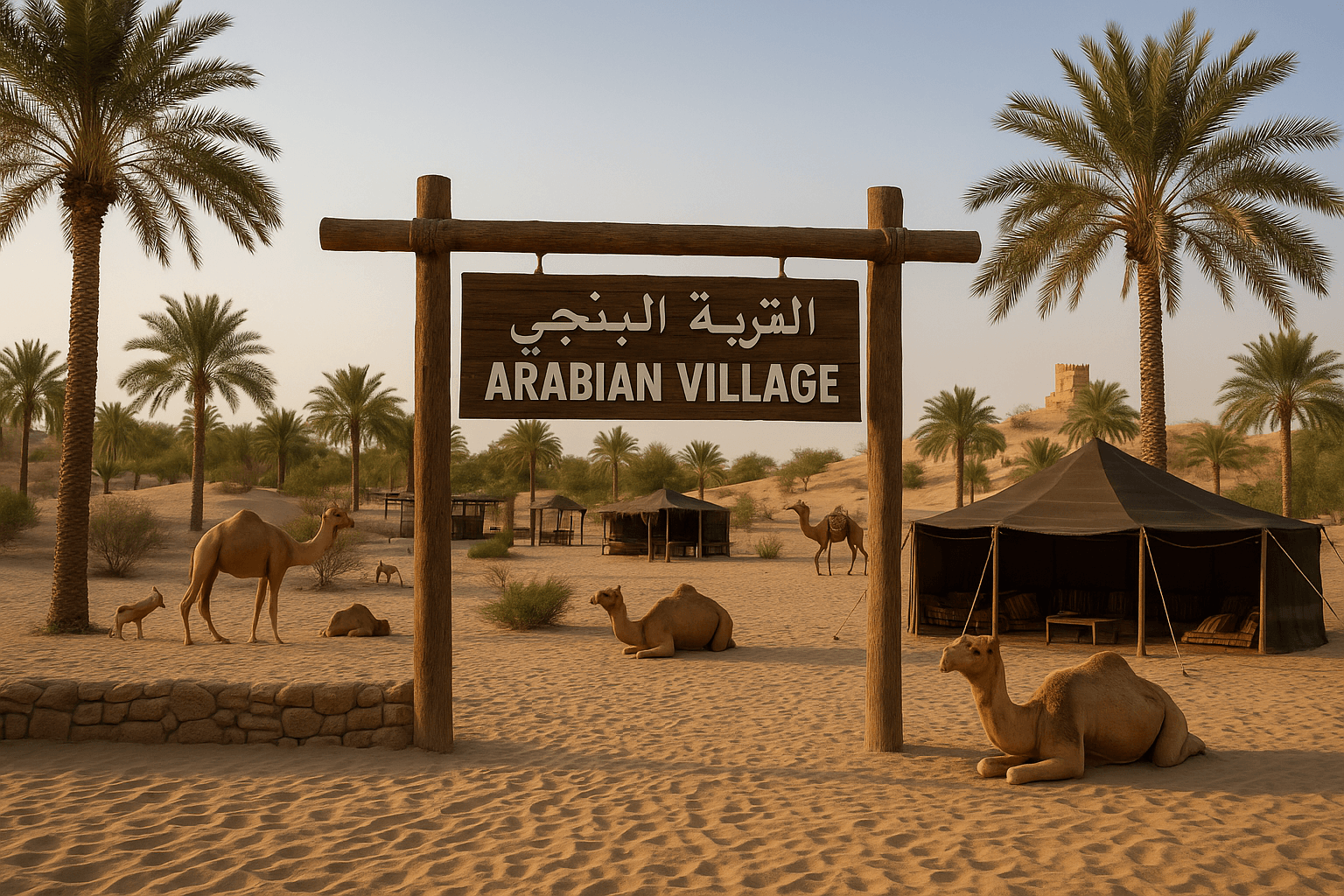 Arabian Village in Desert Sunset.png