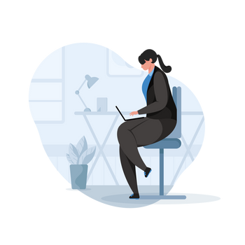 woman workspace laptop chair