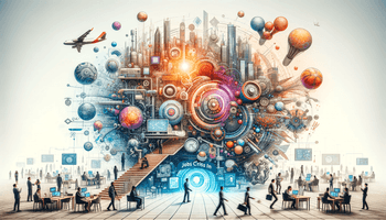 A creative and symbolic representation of the themes from 'Jobs Crisis in India' by Raghavan Jagannathan, highlighting the transformation of the job m.png