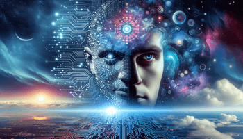 A futuristic cover image for a blog post about 'The Internet of Value' featuring Marvin Minsky. The image should depict a creative fusion of Marvin Mi.png