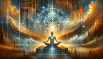 A symbolic and artistic representation of the integration of spirituality and technology, reflecting themes from 'Shambhala_ The Sacred Path of the Wa.png