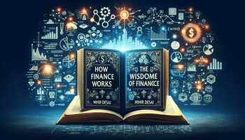 blog cover image representing the themes of finance and learning, inspired by Mihir Desai's books _How Finance Works_ and _The Wisdom of .png