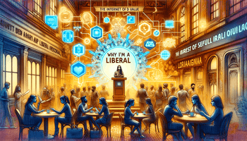  An artistic and symbolic representation of the themes from 'Why I'm a Liberal' by Sagarika Ghose, reflecting the integration of liberal values and dig.png