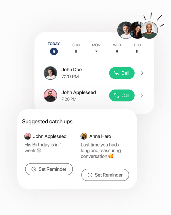 Smart suggestion widgets from the SoonCall app