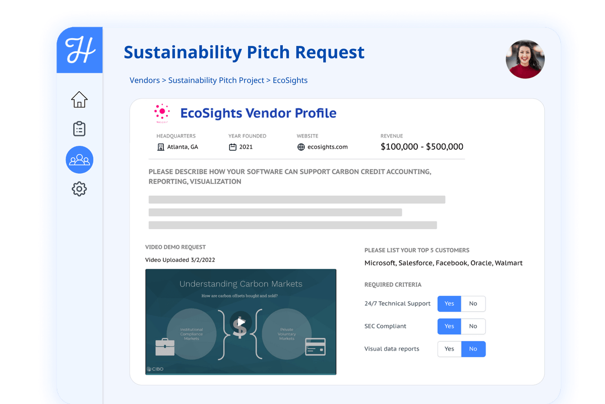 Vendor pitch profile 