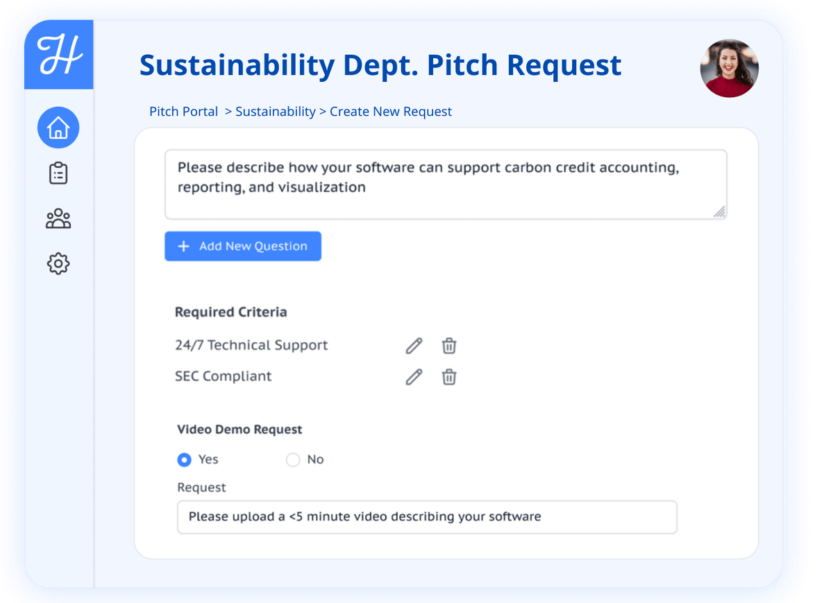 Software pitch request