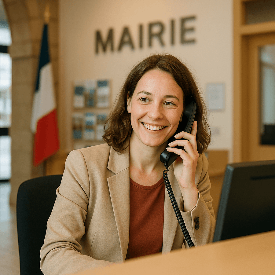 Une_femme_de_35_ans_dans_un_environnement_de_mairie_d_accueil_de_mairie_de_collectivit_qui_r_pond_souriante_au_telephone.png