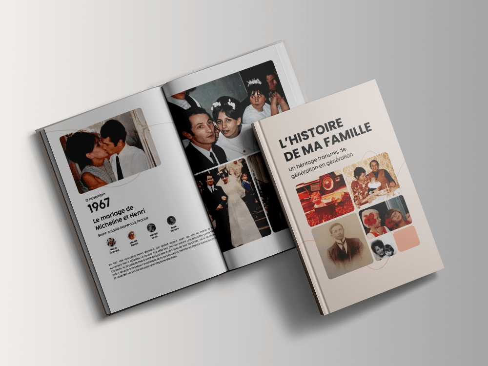 Exemple de livre de famille Remembr : récits, photos et arbre familial réunis